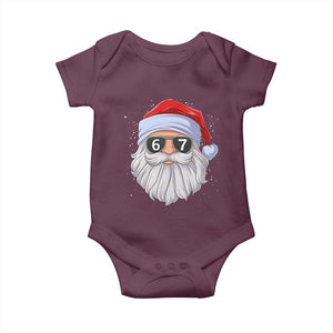 Six Seven 67 Christmas Meme Baby Onesie Funny Brainrot Santa Claus Gen Alpha Slang TS10 Maroon Print Your Wear