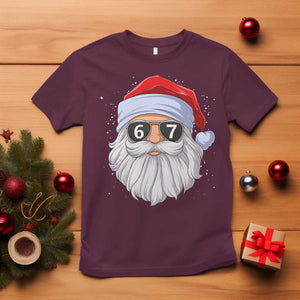 Six Seven 67 Christmas Meme T Shirt Funny Brainrot Santa Claus Gen Alpha Slang TS10 Maroon Print Your Wear