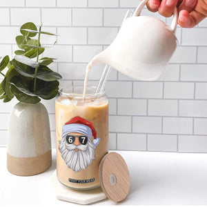 Six Seven 67 Christmas Meme Glass Can Funny Brainrot Santa Claus Gen Alpha Slang TS10 Print Your Wear