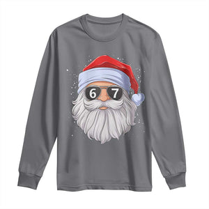 Six Seven 67 Christmas Meme Long Sleeve Shirt Funny Brainrot Santa Claus Gen Alpha Slang TS10 Charcoal Print Your Wear