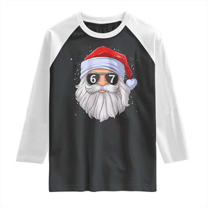 Six Seven 67 Christmas Meme Raglan Shirt Funny Brainrot Santa Claus Gen Alpha Slang TS10 Black White Print Your Wear