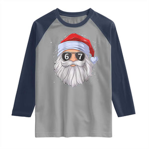 Six Seven 67 Christmas Meme Raglan Shirt Funny Brainrot Santa Claus Gen Alpha Slang TS10 Sport Gray Navy Print Your Wear