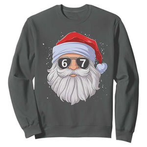 Six Seven 67 Christmas Meme Sweatshirt Funny Brainrot Santa Claus Gen Alpha Slang TS10 Dark Heather Print Your Wear
