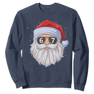 Six Seven 67 Christmas Meme Sweatshirt Funny Brainrot Santa Claus Gen Alpha Slang TS10 Navy Print Your Wear