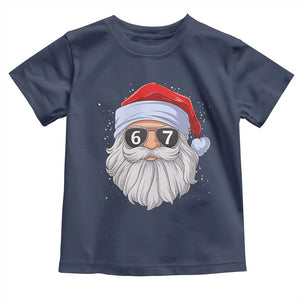Six Seven 67 Christmas Meme Toddler T Shirt Funny Brainrot Santa Claus Gen Alpha Slang TS10 Navy Print Your Wear