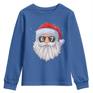 Six Seven 67 Christmas Meme Youth Sweatshirt Funny Brainrot Santa Claus Gen Alpha Slang TS10 Royal Blue Print Your Wear