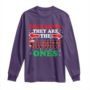 Dear Santa They Naughty Ones Long Sleeve Shirt Christmas Red Plaid Pajamas PJ Xmas Gifts TS10 Purple Print Your Wear