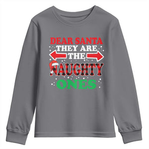 Dear Santa They Naughty Ones Youth Sweatshirt Christmas Red Plaid Pajamas PJ Xmas Gifts TS10 Charcoal Print Your Wear