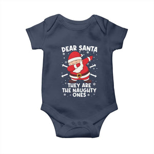 Dear Santa They Naughty Ones Baby Onesie Dabbing Santa Christmas Pajamas PJ Xmas Gifts TS10 Navy Print Your Wear