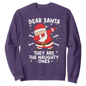 Dear Santa They Naughty Ones Sweatshirt Dabbing Santa Christmas Pajamas PJ Xmas Gifts TS10 Purple Print Your Wear
