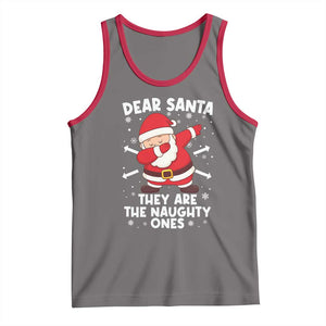 Dear Santa They Naughty Ones Tank Top Dabbing Santa Christmas Pajamas PJ Xmas Gifts TS10 Deep Heather Red Print Your Wear