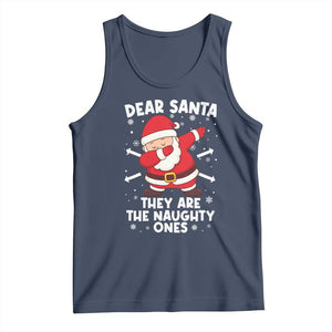 Dear Santa They Naughty Ones Tank Top Dabbing Santa Christmas Pajamas PJ Xmas Gifts TS10 Navy Print Your Wear