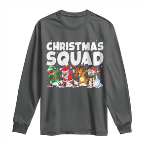 Christmas Squad Long Sleeve Shirt Santa Dabbing Elf Family Matching Pajamas TS10 Dark Heather Print Your Wear