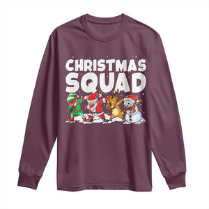Christmas Squad Long Sleeve Shirt Santa Dabbing Elf Family Matching Pajamas TS10 Maroon Print Your Wear