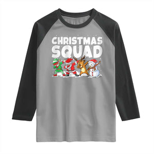 Christmas Squad Raglan Shirt Santa Dabbing Elf Family Matching Pajamas TS10 Sport Gray Black Print Your Wear