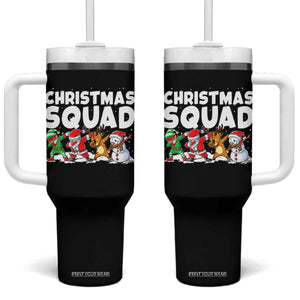 Christmas Squad Tumbler With Handle Santa Dabbing Elf Family Matching Pajamas TS10 One Size: 40 oz Black Print Your Wear