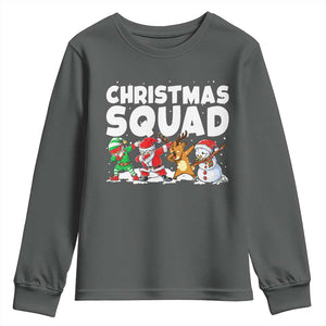 Christmas Squad Youth Sweatshirt Santa Dabbing Elf Family Matching Pajamas TS10 Dark Heather Print Your Wear