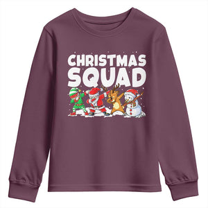 Christmas Squad Youth Sweatshirt Santa Dabbing Elf Family Matching Pajamas TS10 Maroon Print Your Wear