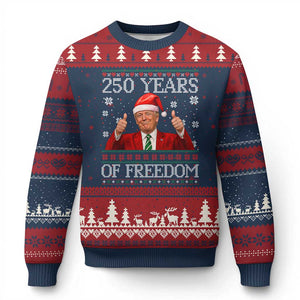 250 Years Of Freedom Xmas Ugly Christmas Sweater 250th Anniversary USA Trump Ugly Xmas TS10 Navy Red Print Your Wear