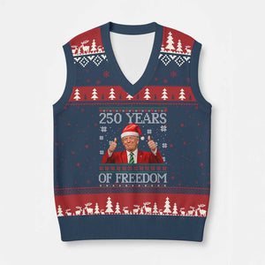 250 Years Of Freedom Xmas V-Neck Knit Sweater Vest 250th Anniversary USA Trump Ugly Xmas TS10 Navy Red Print Your Wear