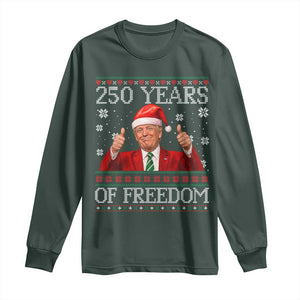 250 Years Of Freedom Christmas Long Sleeve Shirt 250th Anniversary USA Trump Ugly Xmas TS10 Dark Forest Green Print Your Wear