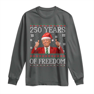 250 Years Of Freedom Christmas Long Sleeve Shirt 250th Anniversary USA Trump Ugly Xmas TS10 Dark Heather Print Your Wear