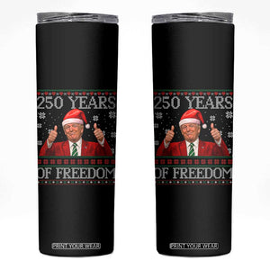 250 Years Of Freedom Christmas Skinny Tumbler 250th Anniversary USA Trump Ugly Xmas - Print Your Wear