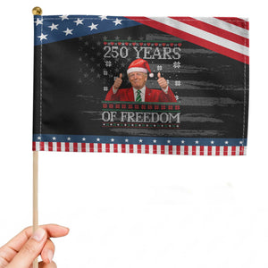 250 Years Of Freedom Christmas Patriotic Handheld Flag 250th Anniversary USA Trump Ugly Xmas TS10 Distressed 8.2" × 5.5" Black Blue Print Your Wear