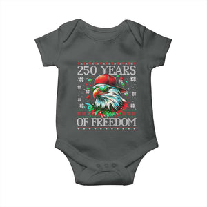 250 Years Of Freedom Christmas Baby Onesie 250th Anniversary USA Eagle Ugly Xmas TS10 Dark Heather Print Your Wear