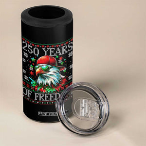 250 Years Of Freedom Christmas 4 in 1 Can Cooler Tumbler 250th Anniversary USA Eagle Ugly Xmas - Print Your Wear