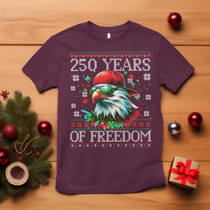 250 Years Of Freedom Christmas T Shirt 250th Anniversary USA Eagle Ugly Xmas TS10 Maroon Print Your Wear