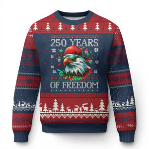 250 Years Of Freedom Xmas Ugly Christmas Sweater 250th Anniversary USA Eagle Ugly Xmas TS10 Navy Red Print Your Wear