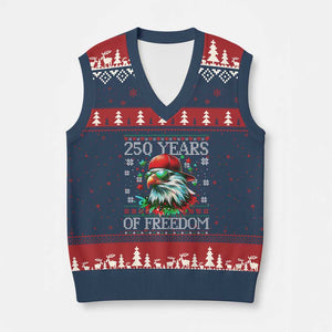 250 Years Of Freedom Xmas V-Neck Knit Sweater Vest 250th Anniversary USA Eagle Ugly Xmas TS10 Navy Red Print Your Wear