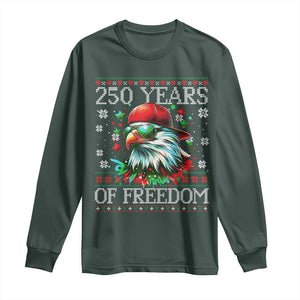 250 Years Of Freedom Christmas Long Sleeve Shirt 250th Anniversary USA Eagle Ugly Xmas TS10 Dark Forest Green Print Your Wear