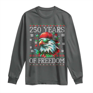 250 Years Of Freedom Christmas Long Sleeve Shirt 250th Anniversary USA Eagle Ugly Xmas TS10 Dark Heather Print Your Wear