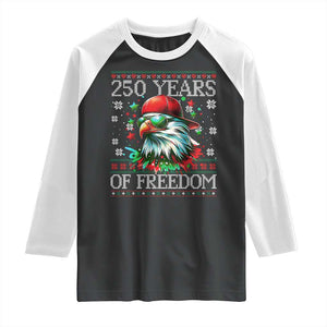 250 Years Of Freedom Christmas Raglan Shirt 250th Anniversary USA Eagle Ugly Xmas TS10 Black White Print Your Wear