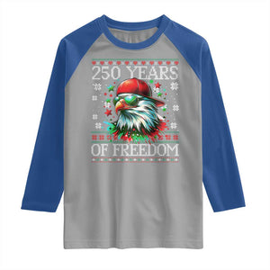 250 Years Of Freedom Christmas Raglan Shirt 250th Anniversary USA Eagle Ugly Xmas TS10 Sport Gray Royal Print Your Wear