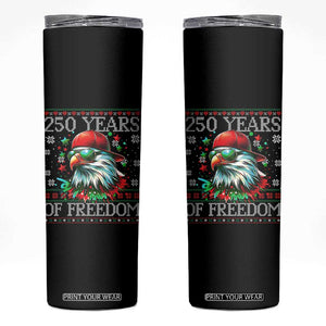 250 Years Of Freedom Christmas Skinny Tumbler 250th Anniversary USA Eagle Ugly Xmas - Print Your Wear