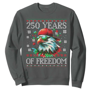 250 Years Of Freedom Christmas Sweatshirt 250th Anniversary USA Eagle Ugly Xmas TS10 Dark Heather Print Your Wear
