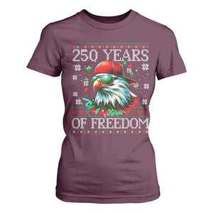 250 Years Of Freedom Christmas T Shirt For Women 250th Anniversary USA Eagle Ugly Xmas TS10 Maroon Print Your Wear