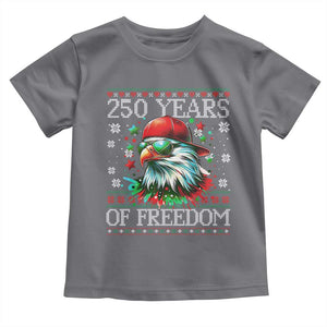 250 Years Of Freedom Christmas Toddler T Shirt 250th Anniversary USA Eagle Ugly Xmas TS10 Charcoal Print Your Wear