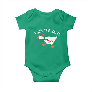 Funny Christmas Silly Goose Baby Onesie Funny Duck the Halls TS10 Irish Green Print Your Wear