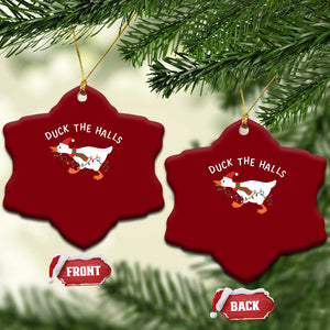 Funny Christmas Silly Goose Ceramic Ornament Funny Duck the Halls TS10 Print Your Wear