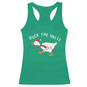 Funny Christmas Silly Goose Racerback Tank Top Funny Duck the Halls TS10 Irish Green Print Your Wear