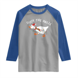 Funny Christmas Silly Goose Raglan Shirt Funny Duck the Halls TS10 Sport Gray Royal Print Your Wear