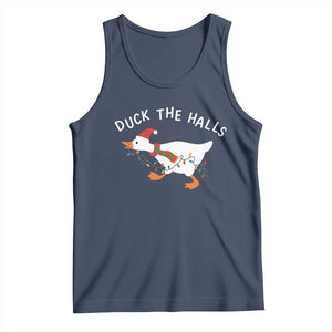 Funny Christmas Silly Goose Tank Top Funny Duck the Halls TS10 Navy Print Your Wear