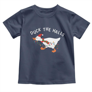 Funny Christmas Silly Goose Toddler T Shirt Funny Duck the Halls TS10 Navy Print Your Wear