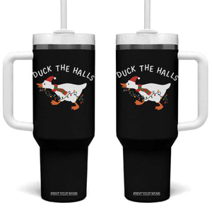 Funny Christmas Silly Goose Tumbler With Handle Funny Duck the Halls TS10 One Size: 40 oz Black Print Your Wear