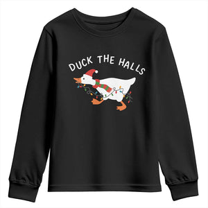 Funny Christmas Silly Goose Youth Sweatshirt Funny Duck the Halls TS10 Black Print Your Wear