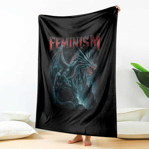 Feminism Dragon Throw Blanket Retro Vintage Gothic Fantasy Castle Feminist Empowerment TS10 Print Your Wear